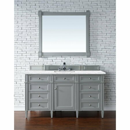 James Martin Vanities Brittany 60in Single Vanity, Urban Gray w/ 3 CM Arctic Fall Solid Surface Top 650-V60S-UGR-3AF